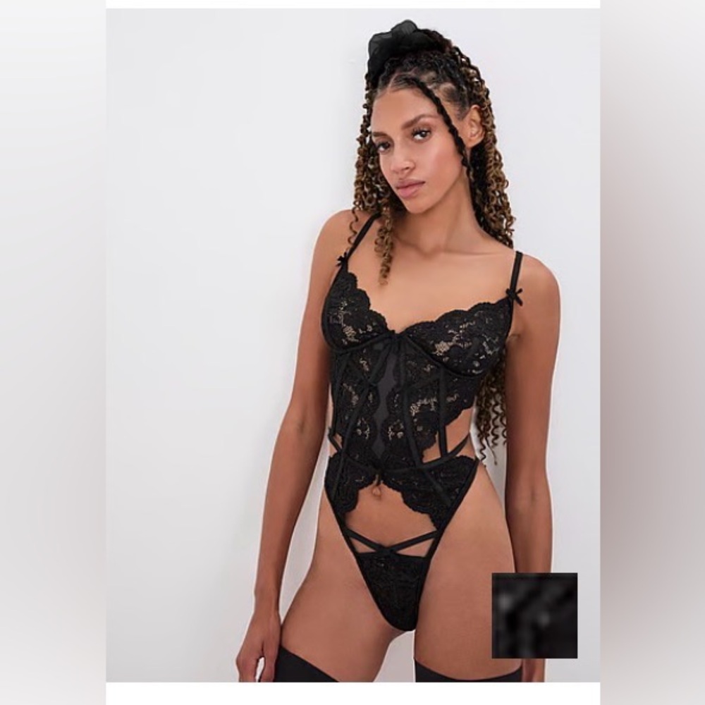 For Love And Lemons Black Lace Bodysuit